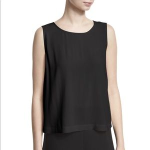 Black silk Eileen Fisher tank crop shell top lg